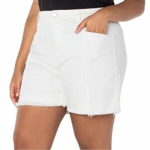 Liverpool Seamed Shorts with Frayed Hem Bone White Size 16W